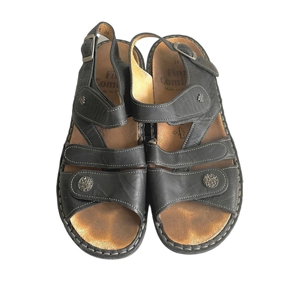 FINN COMFORT Leather Velcro Strap Sandals Black  38 EU - Picture 2 of 9